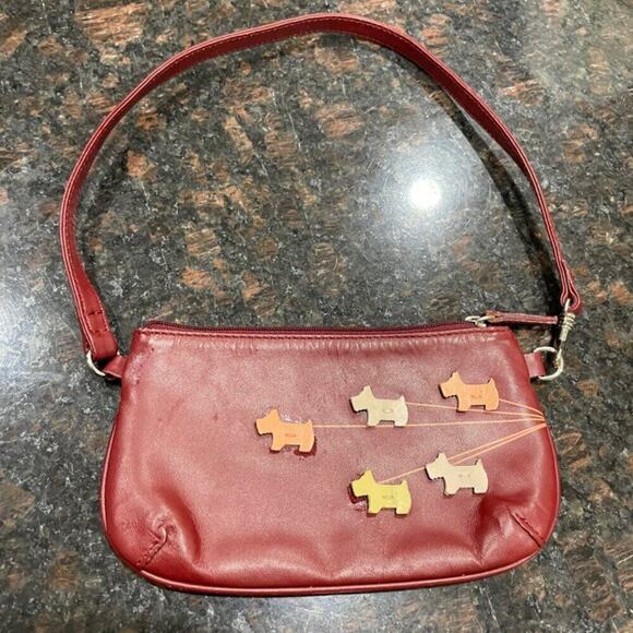 RADLEY LONDON MINI BAG LEATHER BURGUNDY SCOTTISH DOGS LIMITED EDITION KAWAII - Picture 8 of 16